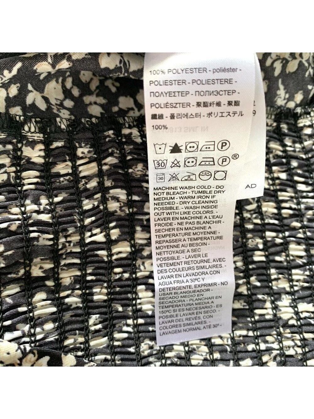 Levi's Dark Floral Cottagecore Top Puff Sleeve Square Neck Womens Large Black - Picture 11 of 12